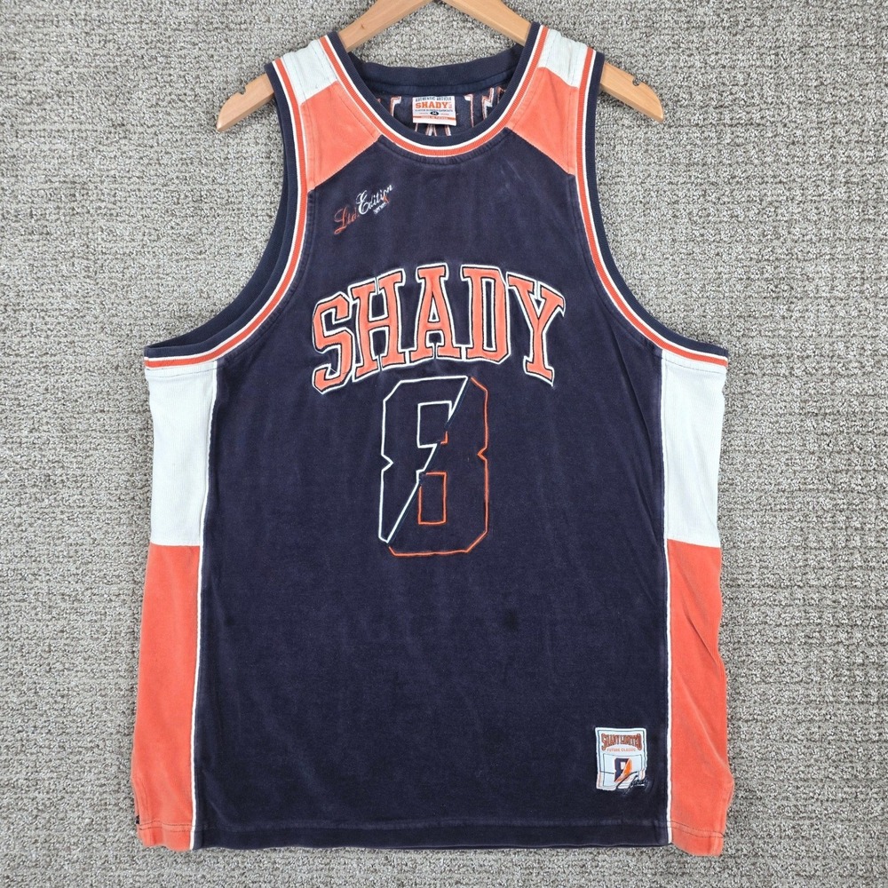 Vintage Shady Limited Eminem Velour Basketball Jersey Mens Medium Navy Orange